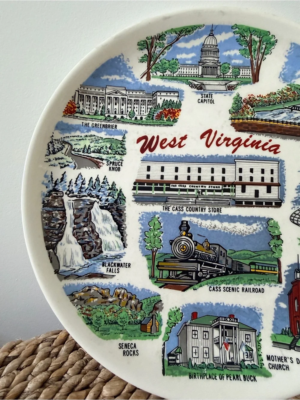 Vintage West Virginia Souvenir Decorative Plate